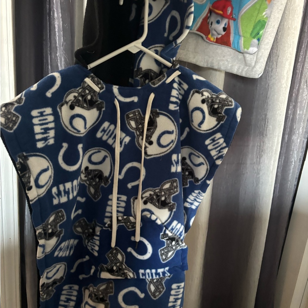 Kids Blue Colts Hooded Poncho